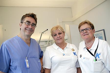 Margit Mohlin, syrgassjuksköterska på Karolinska universitetssjukhuset i Solna, Lottie Landenfeldt Gestré och överläkare Michael Runold