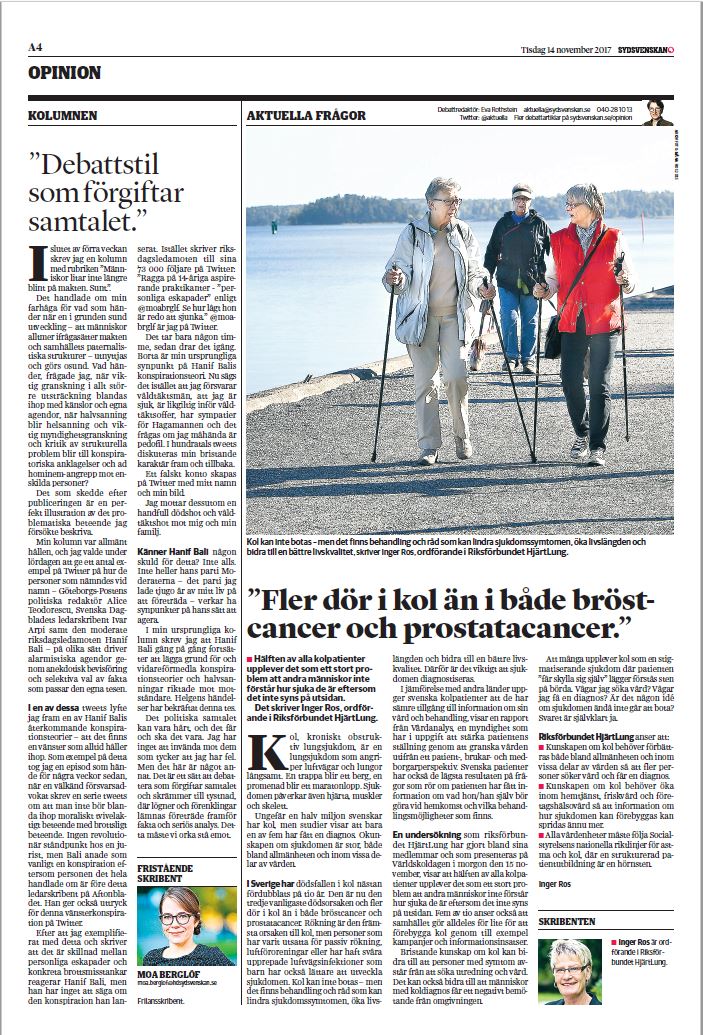 Tidningssida ur Sydsvenskan.